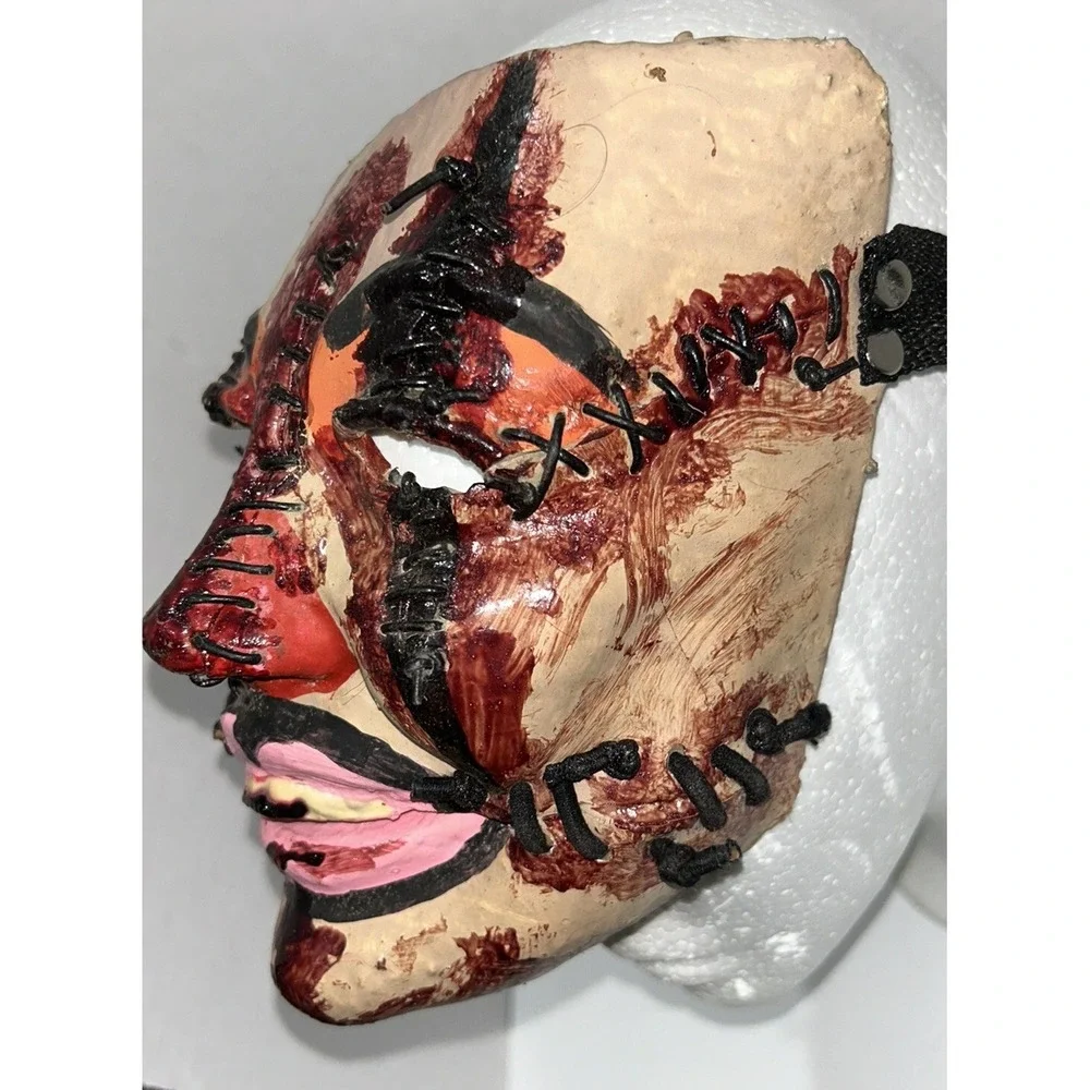 Mask Scarred Scary Bloody Zombie‎ Halloween Adult Face Stitches Vintage